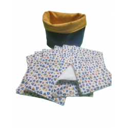 Panière avec 10 lingettes lavables et réutilisables