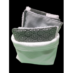 Panière blanche avec 10 lingettes lavables et réutilisables
