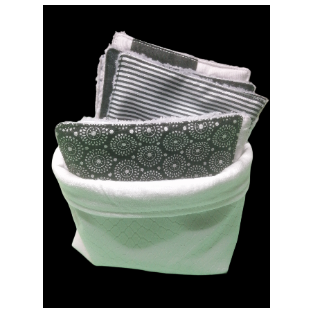 Panière blanche avec 10 lingettes lavables et réutilisables