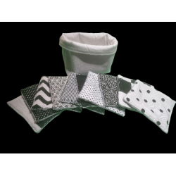 Panière blanche avec 10 lingettes lavables et réutilisables