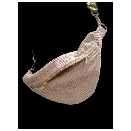 Sac banane en velours côtelé gris