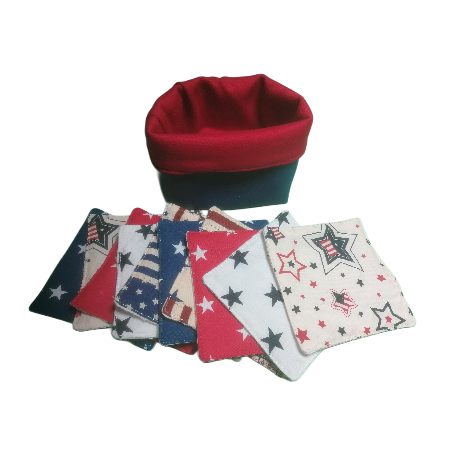 Panière avec 10 lingettes lavables et réutilisables