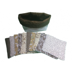 Panière avec 10 lingettes lavables et réutilisables